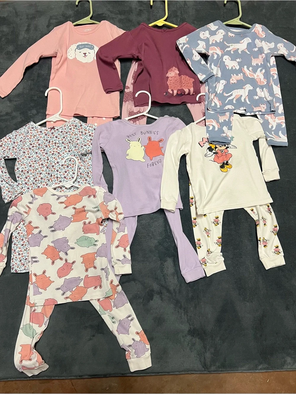Kids Long Sleeve Pajama Set - Pink, Purple, Cream